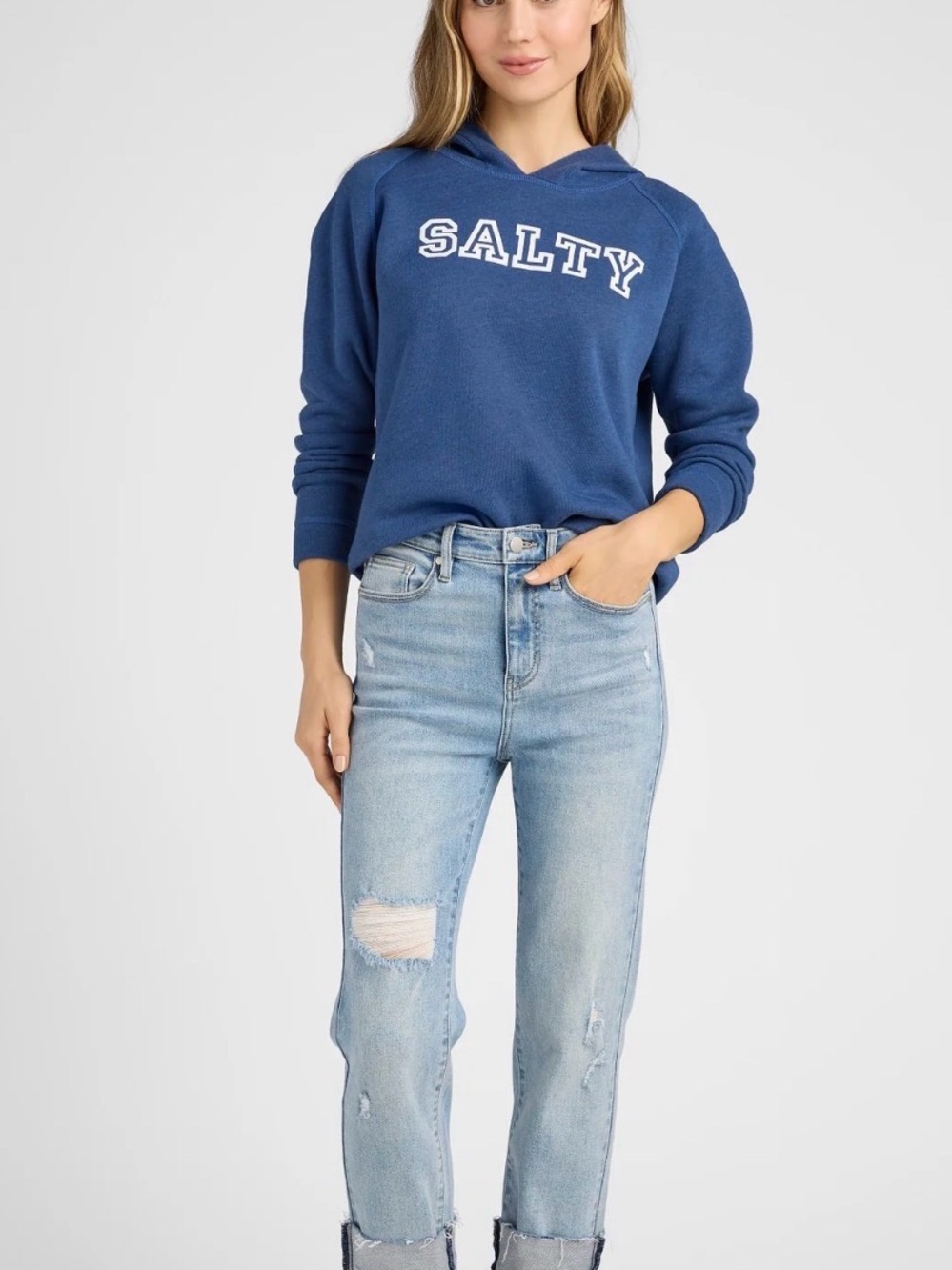 Women’s Blue 'SALTY' Hoodie Pullover Super Soft.